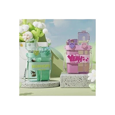 Yeah Askılı Çift Hazneli Çift Kapaklı Matara Mavi