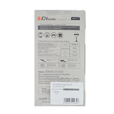 Joygears Makaron Kulaklık Gri