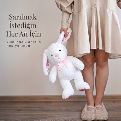 Beyaz Peluş Tavşan 50 Cm