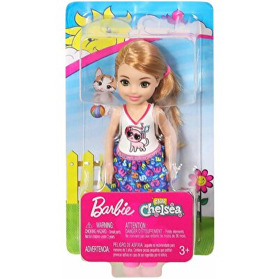 Barbie Chelsea Kedi Desenli Tişörtlü Bebek FRL82