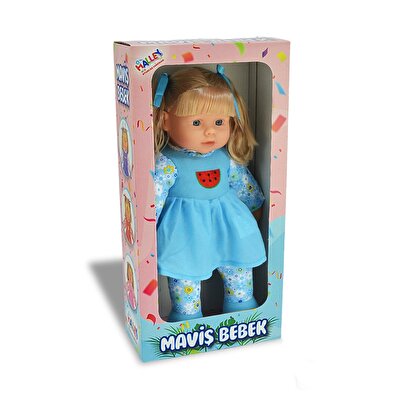 Maviş Bebek Mavi Çiçekli Elbiseli 42 Cm