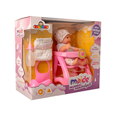 Konuşan Maide Bebek Mama Sandalyeli Oyun Seti Bebek Tişörtlü