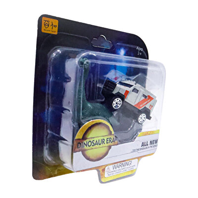 Metal Arabalı Jurassic Era Kauçuk Dinozor Seti Turuncu