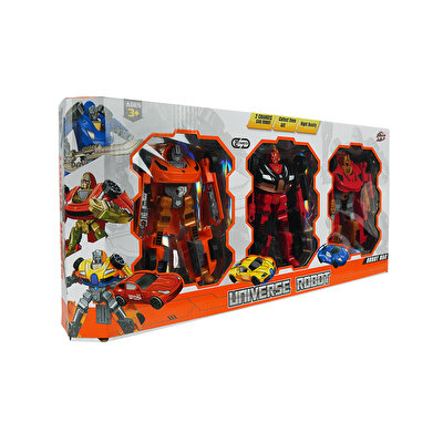3'lü Büyük Dönüşebilen Robotlar Turuncu Siyah Kırmızı