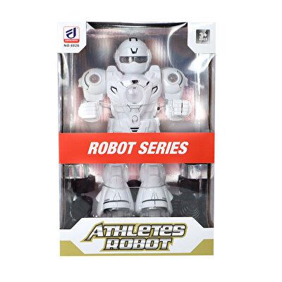 Sesli ve Işıklı Sporcu Beyaz Robot