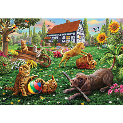 Ks Puzzle 500 Parça Dogs and Cats at Play