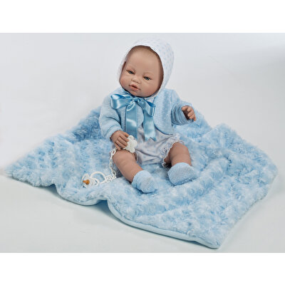 Berbesa Recien Nacida Vestido Azul Y Mantita Caja 42 Cm