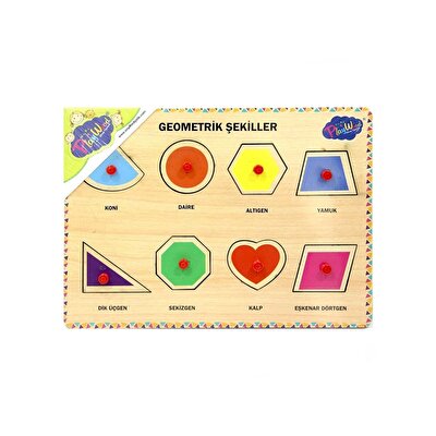 Playwood Ahşap Tutmalı Geometrik Şekiller Puzzle