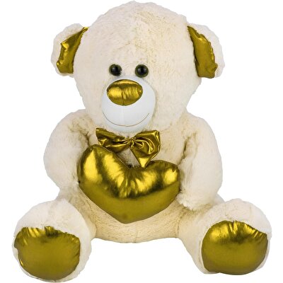 Parlak Desenli Kalpli Papyonlu Açık Kahverengi Ayıcık