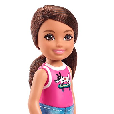 Barbie Aksesuarlı Chelsea Bebekler Köpek Desenli Tişörtlü GXT40