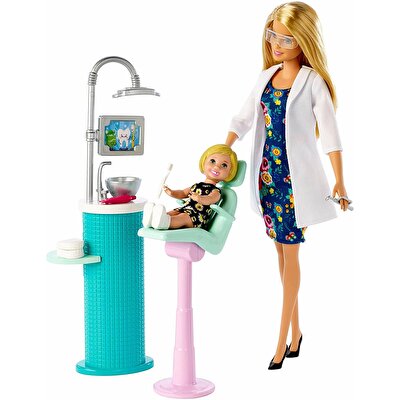 Barbie ve Meslekleri Oyun Setleri Sarı Saçlı Diş Doktoru FXP16