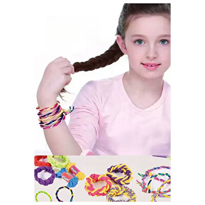 Renkli Boncuk ve İp Saç Bileklik Örgü Seti