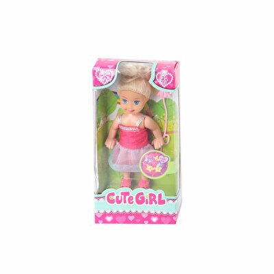 Sevimli Mini Bebek Kumral Tekli Mavi Tütülü Elbise