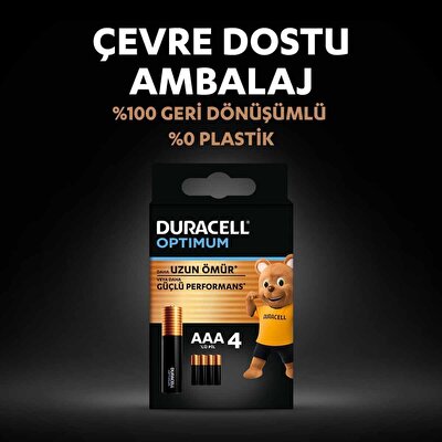 Duracell Optimum 4’lü AAA İnce Kalem Pil
