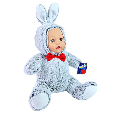 Bebek Yüzlü Peluş Oyuncak Gri Tavşan 30 cm.