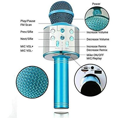 Handheld Ktv Karaoke Mikrofon Blue WS-858