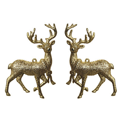Yılbaşı Ağacı Süsü 2'li Geyik Figürü