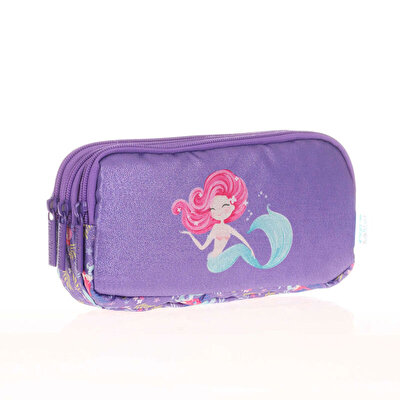 Kaukko Kids&Love 3 Bölmeli Aynalı Simli Marmaid Kalem Çantası