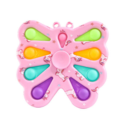 Baskılı Kelebek Pop It Açık Pembe