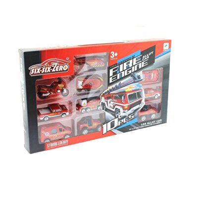 10'lu Die Cast Metal İtfaiye Araçları Seti 660 A147