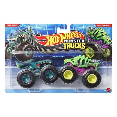 Hot Wheels Monster Trucks Güçlü İkili 1:64 Arabalar Mega Wrex & Skelesaurus JLV73