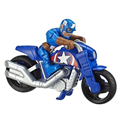 Marvel Super Hero Adventures Mega Mini Figür ve Motosiklet Kaptan Amerika E6262