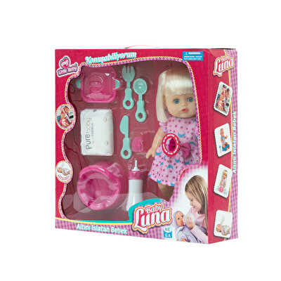 Baby Luna Altını Islatan Yemek Setli̇ Bebek Ay Yıldızlı Pembe Elbi̇se