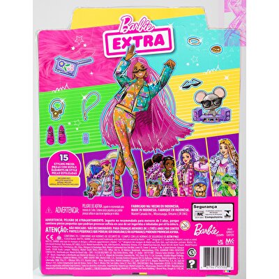 Barbie Extra Pembe Örgü Saçlı Bebek GXF09