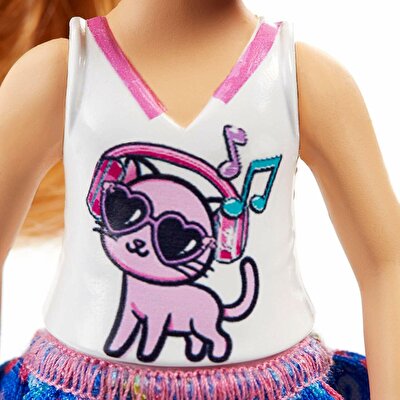 Barbie Chelsea Kedi Desenli Tişörtlü Bebek FRL82