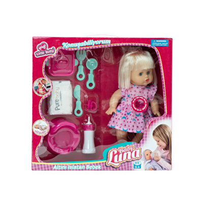 Baby Luna Altını Islatan Yemek Setli̇ Bebek Ay Yıldızlı Pembe Elbi̇se