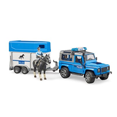 Bruder Land Rover Polis Aracı At Nakil Römorku /Memur ve Atı