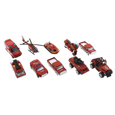 10'lu Die Cast Metal İtfaiye Araçları Seti 660 A147