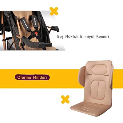 Rival Sweet Tam Yatar Baston Bebek Arabası Gold Antrasit RV111