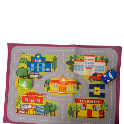 Afacan Arabalar ve Oyun Halısı Yeşil ve Mavi Araba