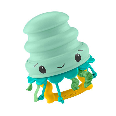 Fisher Price Deniz Dostları 2'si 1 Arada Silikon Çıngırak Jellyfish JHB57