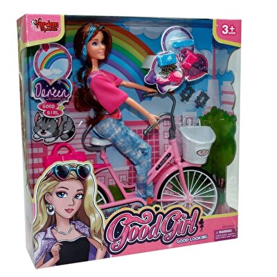 Bisikletli ve Aksesuarlı Renkli Saçlı Bebek