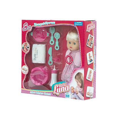 Baby Luna Altını Islatan Yemek Setli̇ Bebek Pembe Hırkalı