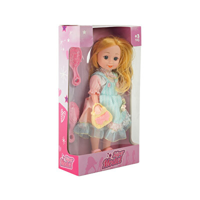 Çantalı ve Tarak Aksesuarlı Oyuncak Bebek Sarı Saçlı