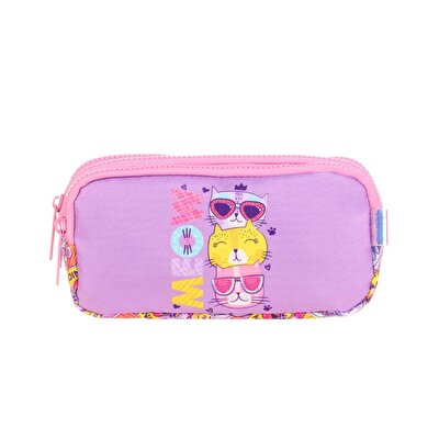Kaukko Kids 3 Bölmeli Cute Face Cat Kalem Çantası