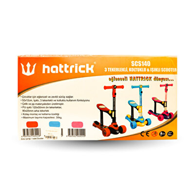 Hattrick Koltuklu Işıklı 3 Tekerlekli Mavi Scooter Scs140