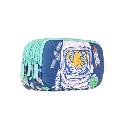 Kaukko Kids 3 Bölmeli Square Tiger  Kalem Çantası