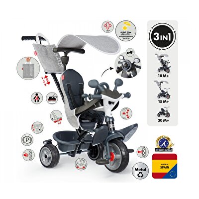Smoby Baby Driver Gri Üç Tekerlekli Bisiklet