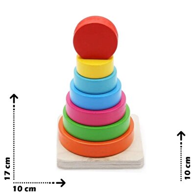 Ahşap Oyuncak Gökkuşağı Yuvarlak Denge Kule
