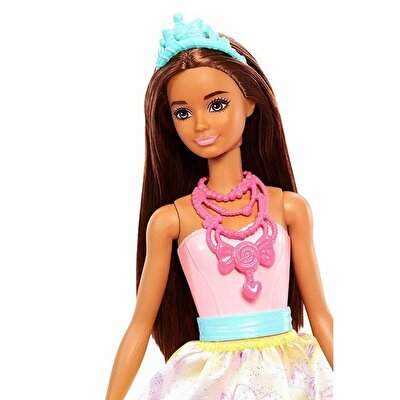 Barbie Dreamtopia Prenses Barbie Bebekler Sarı Etekli Kumral FJC96