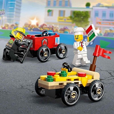 LEGO City Pizza Arabası İtfaiye Kamyonuna Karşı Yarış Arabası Paketi 60458
