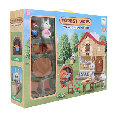 Kırmızı Çatılı Orman Evi ve Figürler