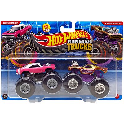 Hot Wheels Monster Trucks Güçlü İkili 1:64 Arabalar Dodge Charger ve Rodger Dodger