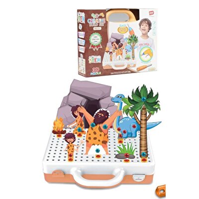 Eğitici Pilli Çalışan 3D Matkap Seti Sök Tak Dinozorlar