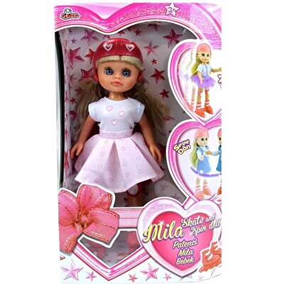 Paten Süren Pilli Pembe Elbiseli Mila Bebek