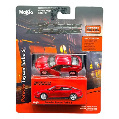 1:64 Speed Icons Koleksiyon Araçlar Porsche Taycan Turbo S Kırmızı
